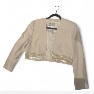 Women's Cream Sequin Cropped Jacket